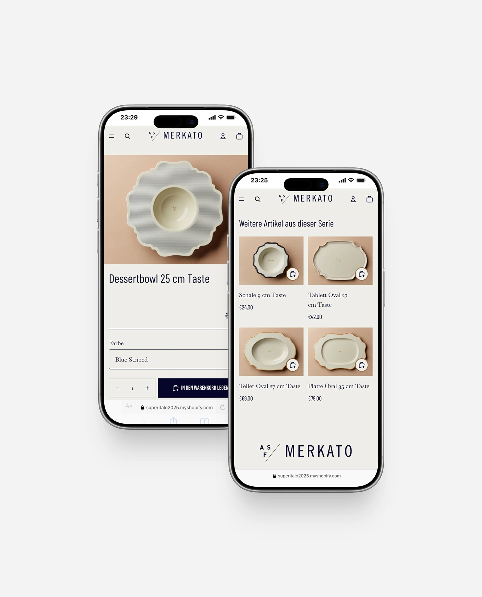 Mobile Produktseite im Shopify-Onlineshop Amore Senza Fine München