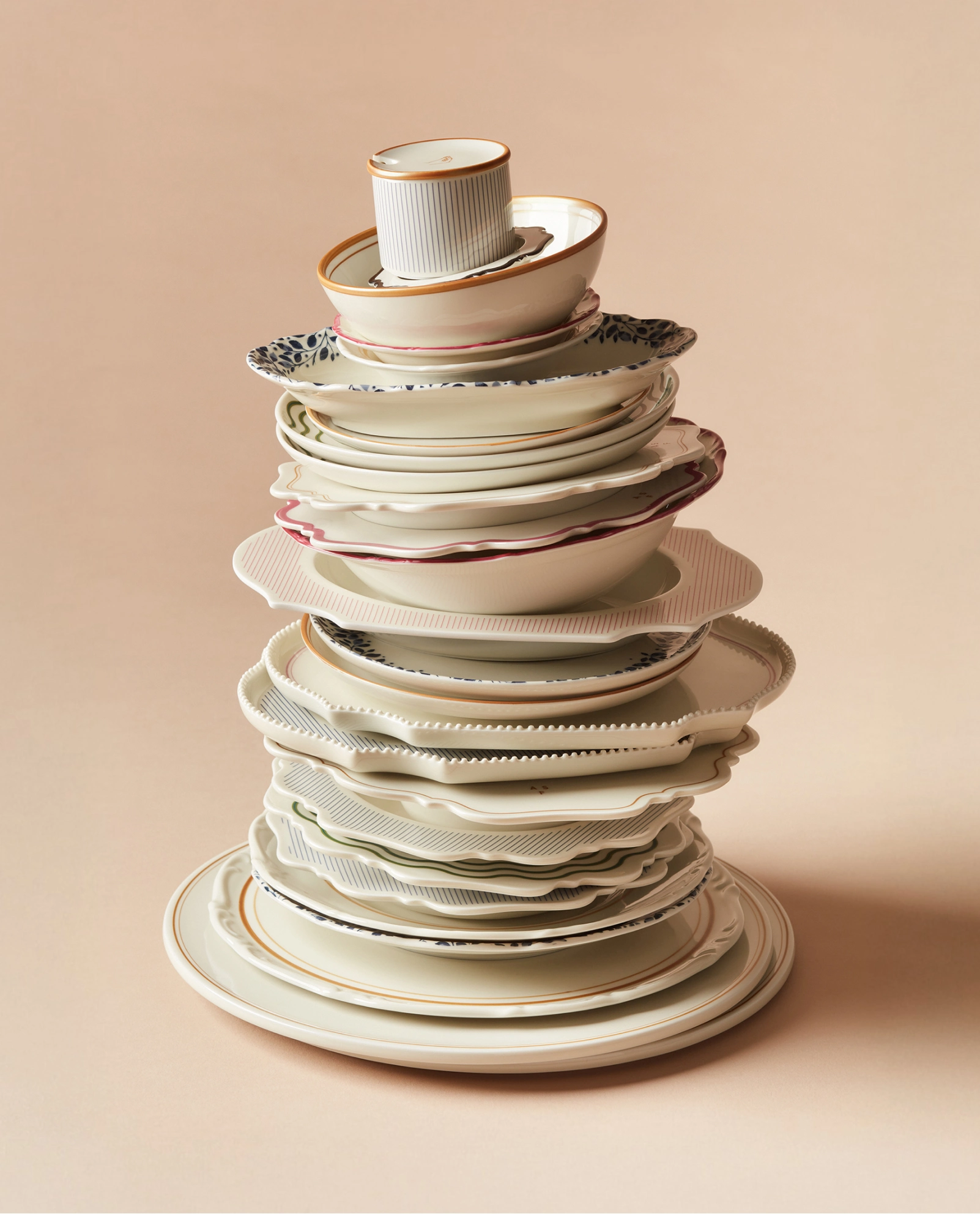 Gestapelte Porzellanteller der Kollektion Amore Senza Fine München