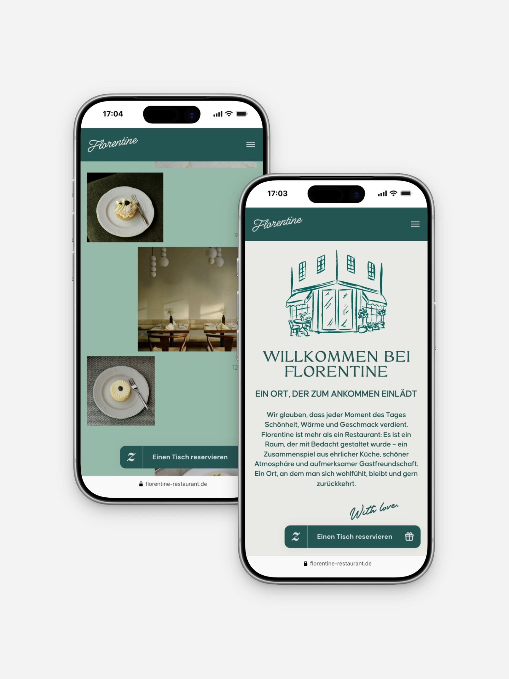 Mobile Ansicht der Über-uns-Seite der Tagesbar Florentine München