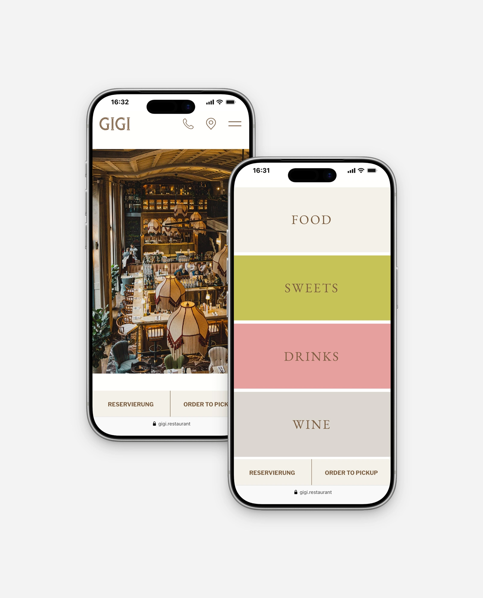 Mobile Ansicht der Speisekarte Restaurant Gigi München