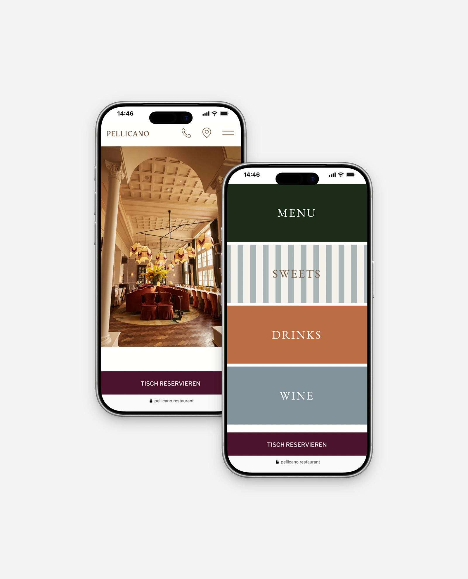 Mobile Ansicht der Speisekarte Restaurant Pellicano München